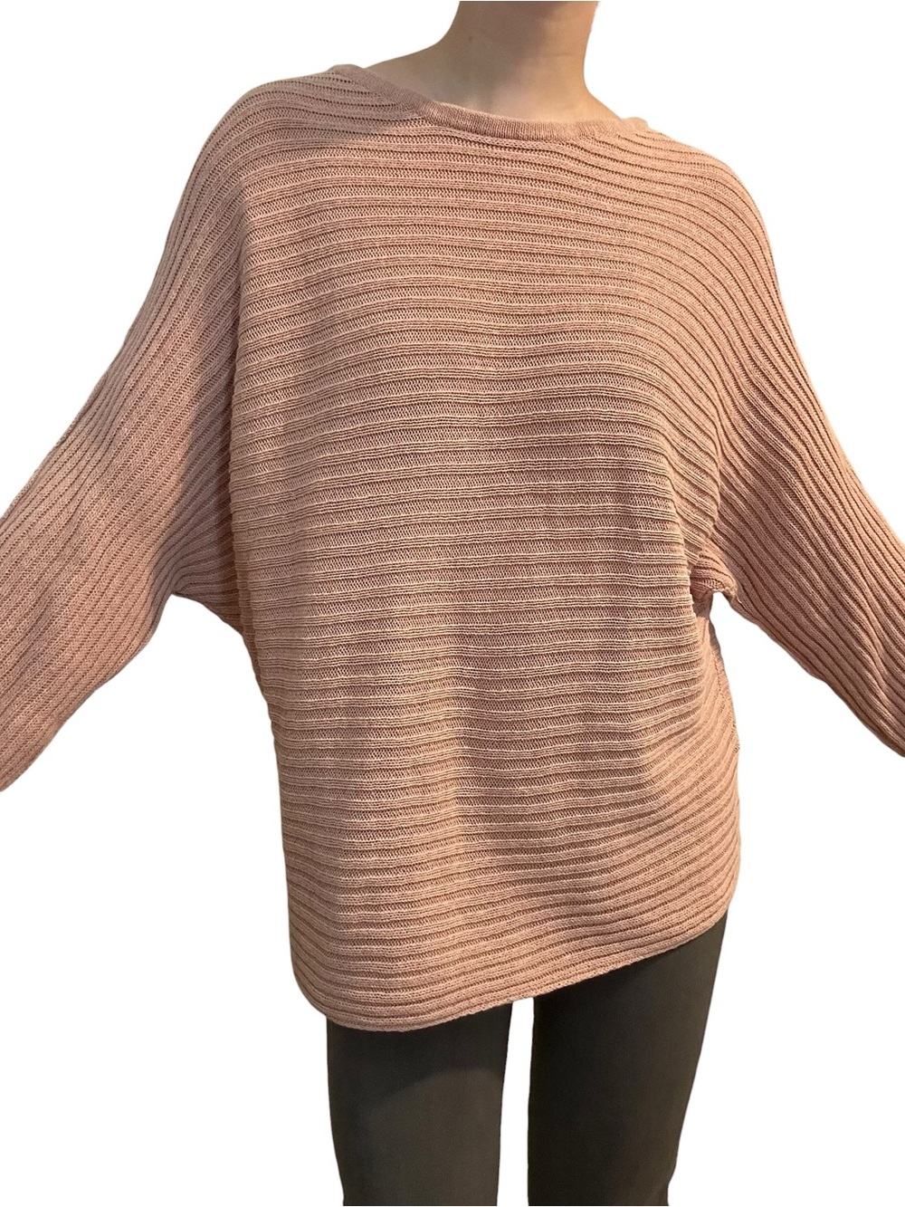 Free People Beach Sweater Ribbed Knit Pink Oversized Slouchy Boho Size Small - Picture 9 of 9